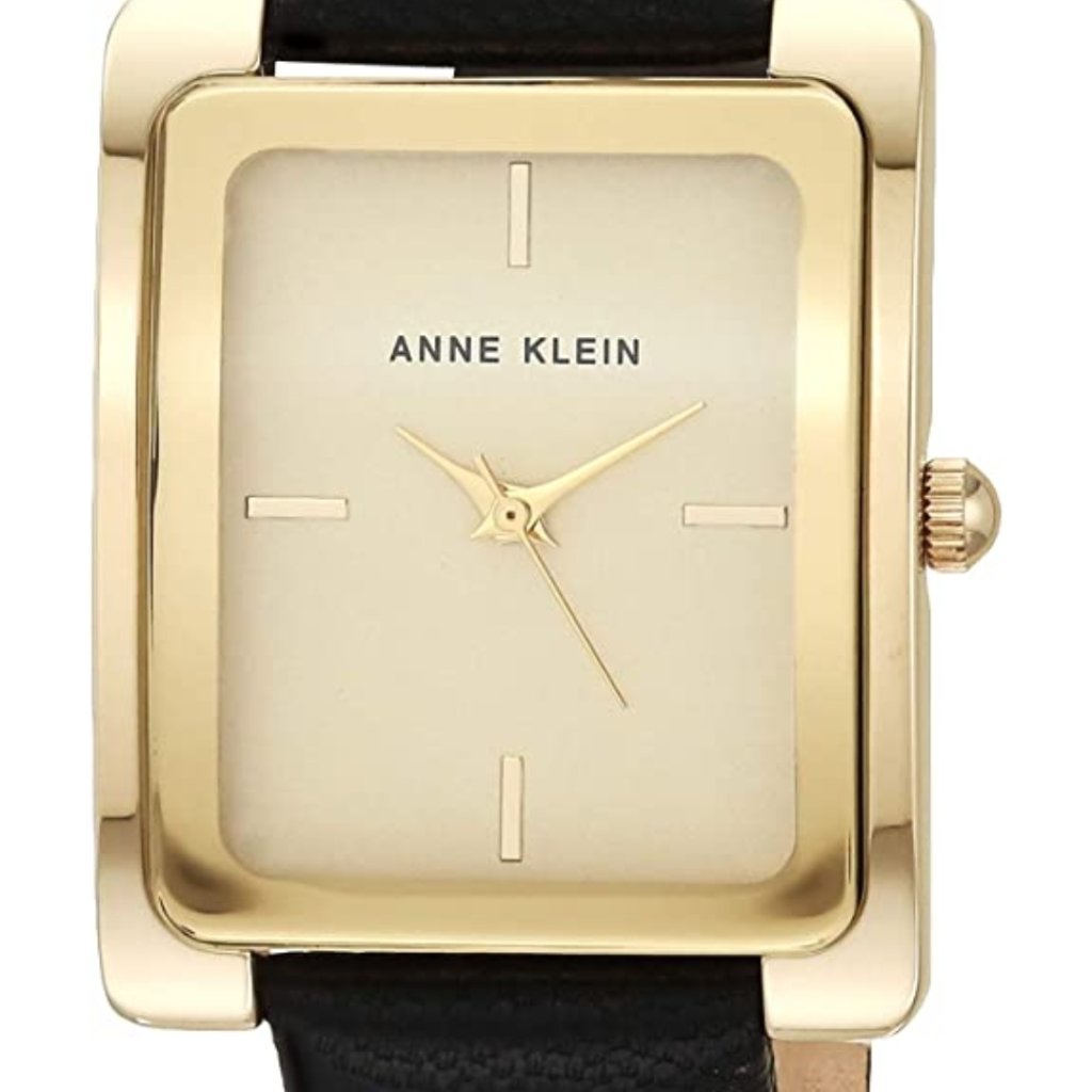 Womens Black Leather Strap Watch
